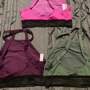 Vibrant Sports Bras in Pink, Purple, and Green
